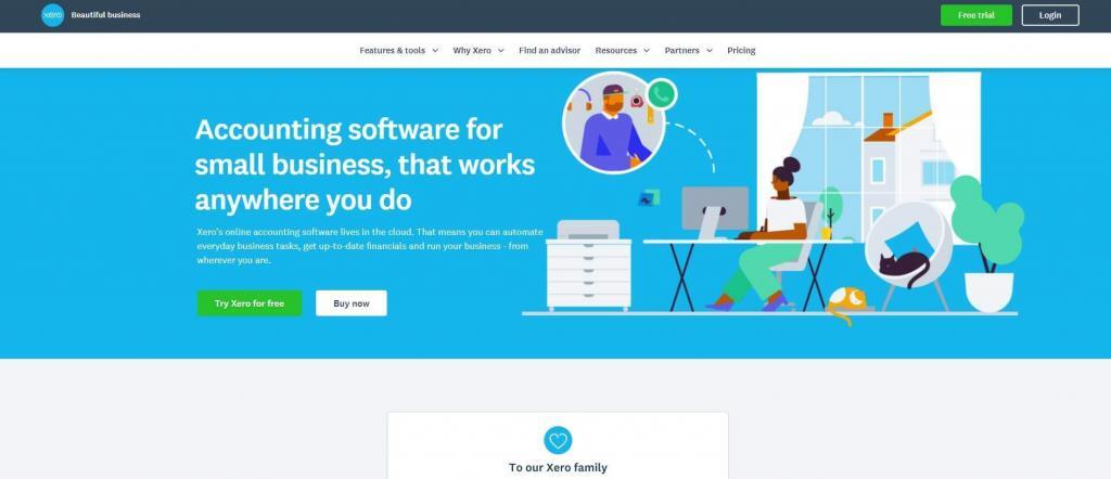 Best Accounting Software: Xero homepage screenshot