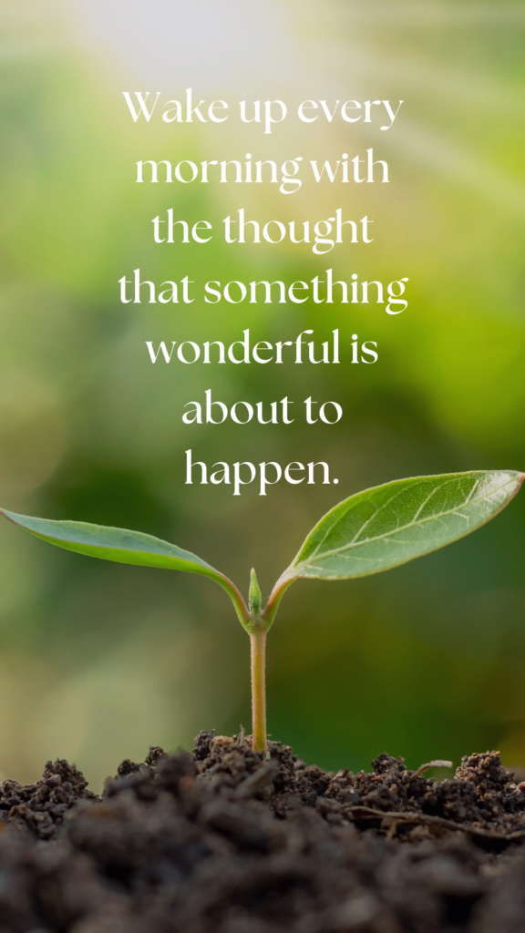 Wake up every morning with the thought that something wonderful is about to happen.